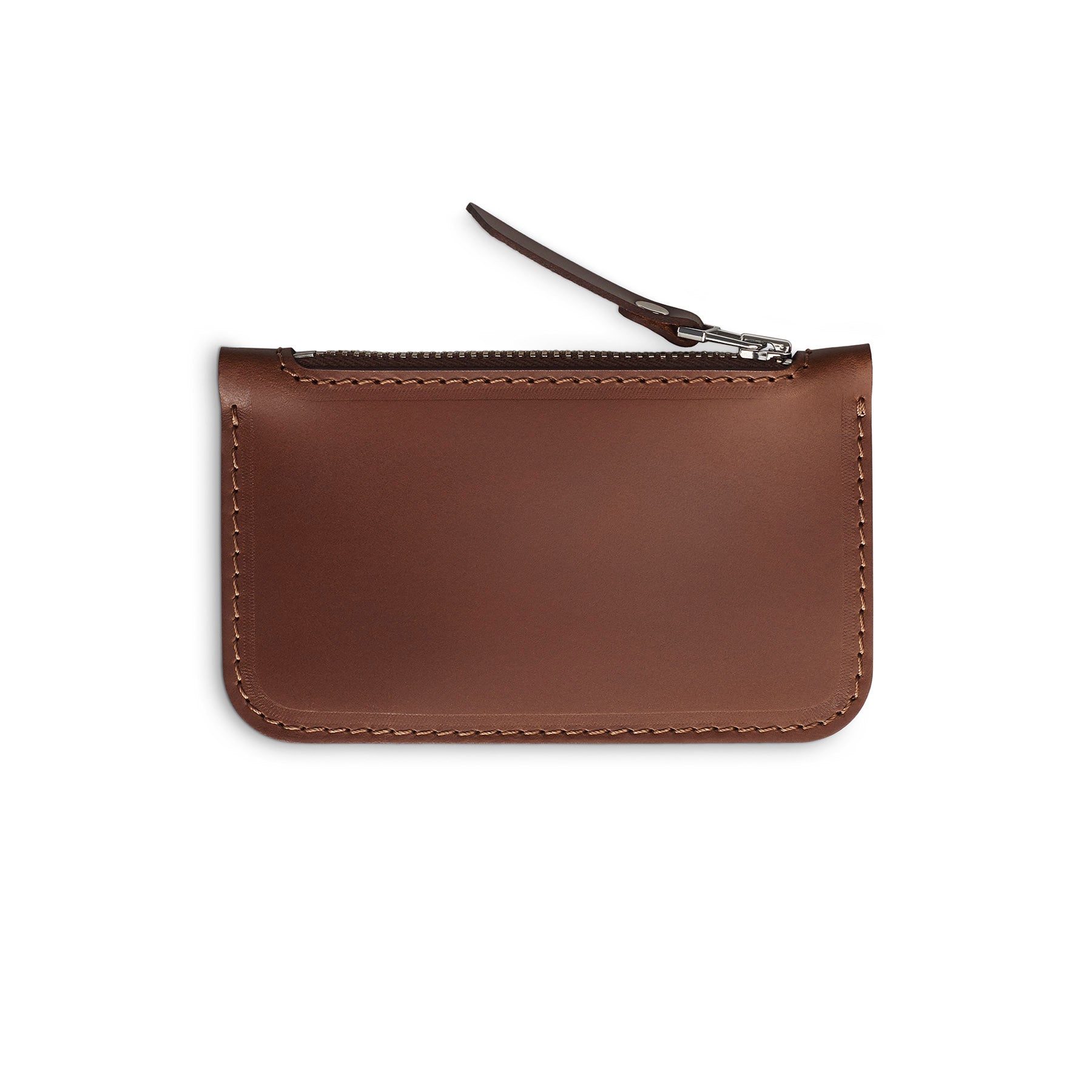Dark Brown full-grain leather zip card wallet, flat lay — personalised — CarveOn, made in Ireland#Color_Dark Brown