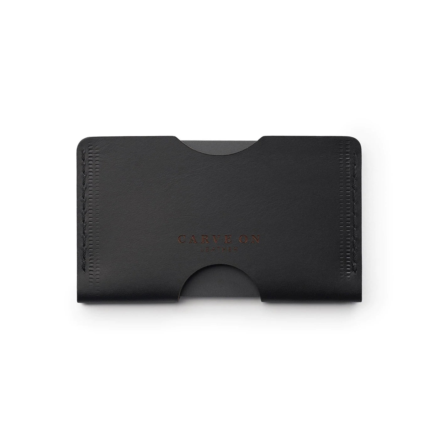 Full-grain leather landscape card holder — personalised — CarveOn, made in Ireland#Color_Black
