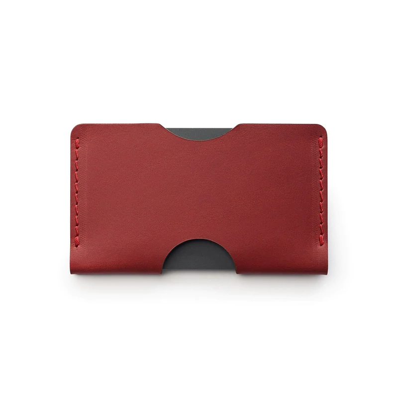 Burgundy full-grain leather landscape card holder — personalised — CarveOn, made in Ireland#Color_Burgundy