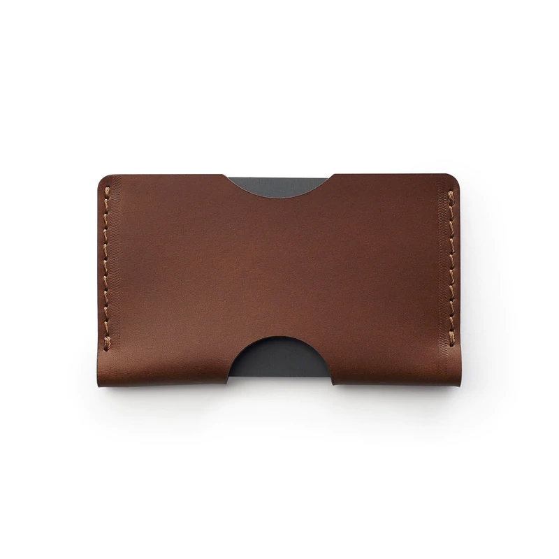 Dark Brown full-grain leather landscape card holder — personalised — CarveOn, made in Ireland#Color_Dark Brown