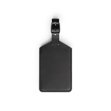 Black full-grain leather luggage tag — personalised travel accessory — CarveOn, made in Ireland