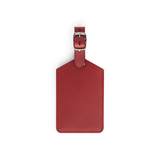 Burgundy full-grain leather luggage tag — personalised travel accessory — CarveOn, made in Ireland
