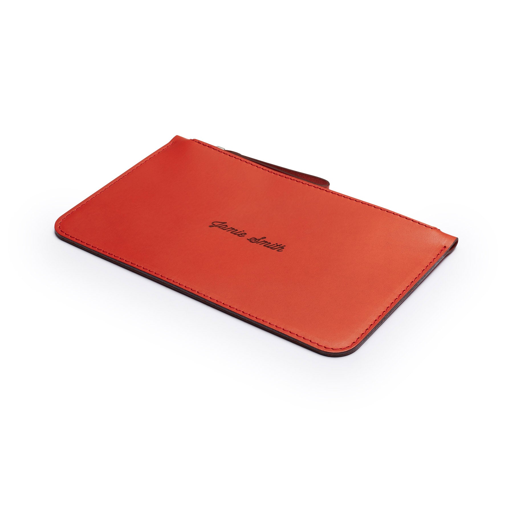 Full-grain leather zip pouch — personalised — CarveOn, made in Ireland