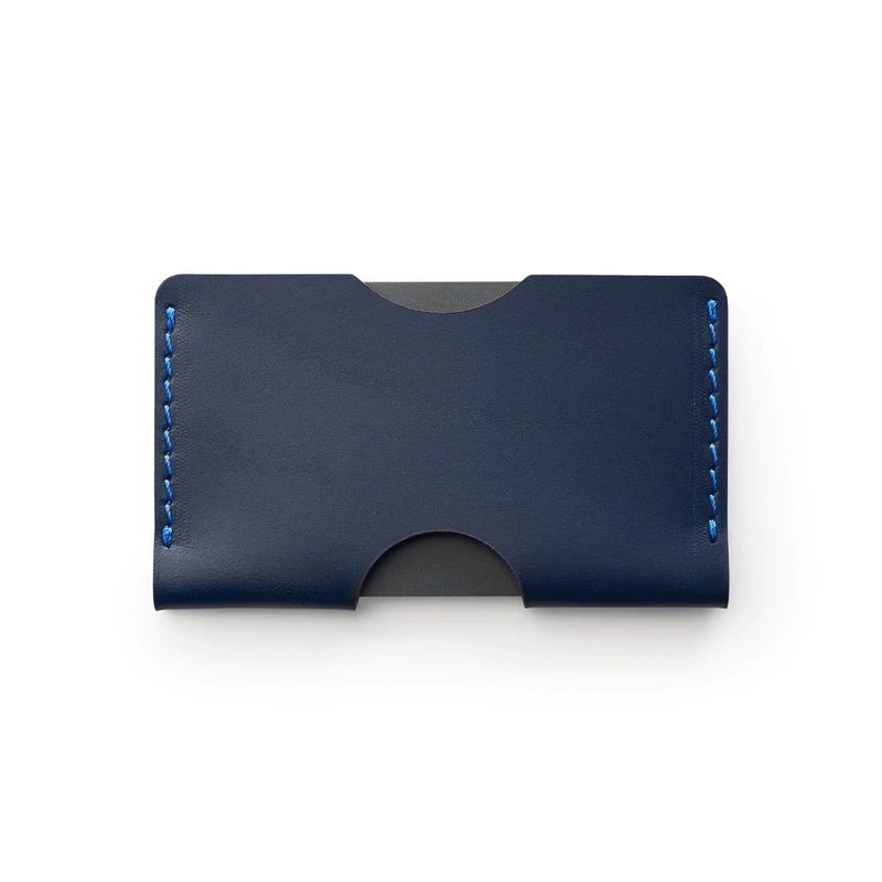 Navy full-grain leather landscape card holder — personalised — CarveOn, made in Ireland#Color_Navy