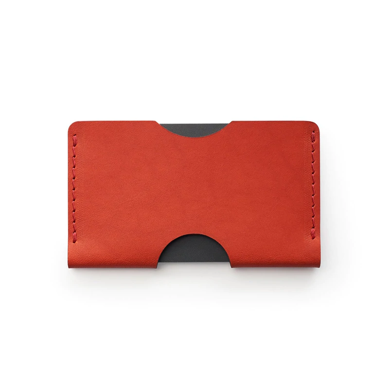 Red full-grain leather landscape card holder — personalised — CarveOn, made in Ireland#Color_Red