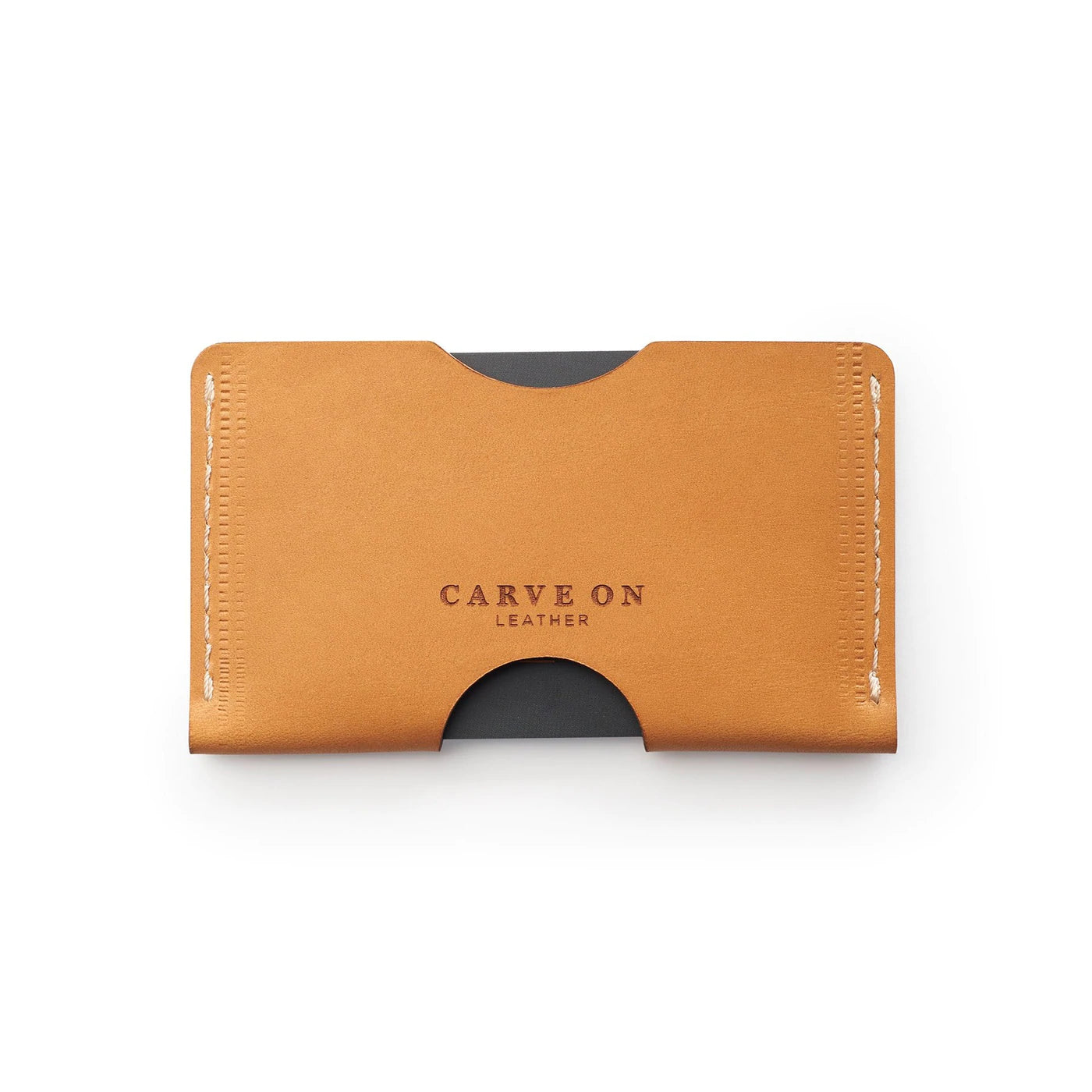 Full-grain leather landscape card holder — personalised — CarveOn, made in Ireland#Color_Tan