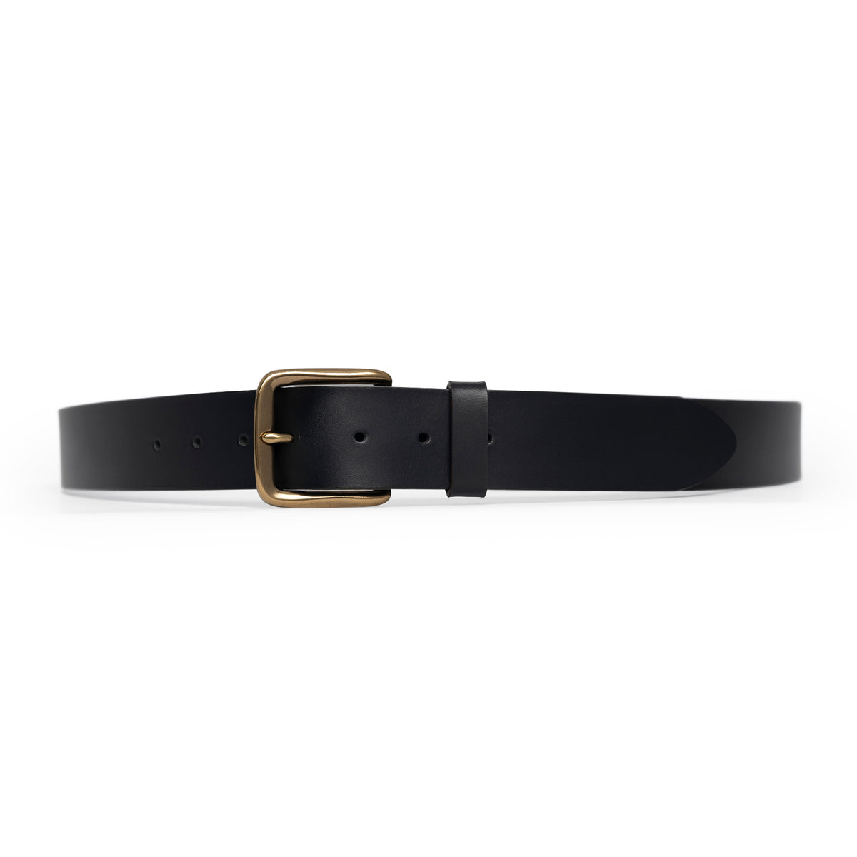 Black full-grain leather belt, brass buckle — CarveOn, made in Ireland#Color_Black