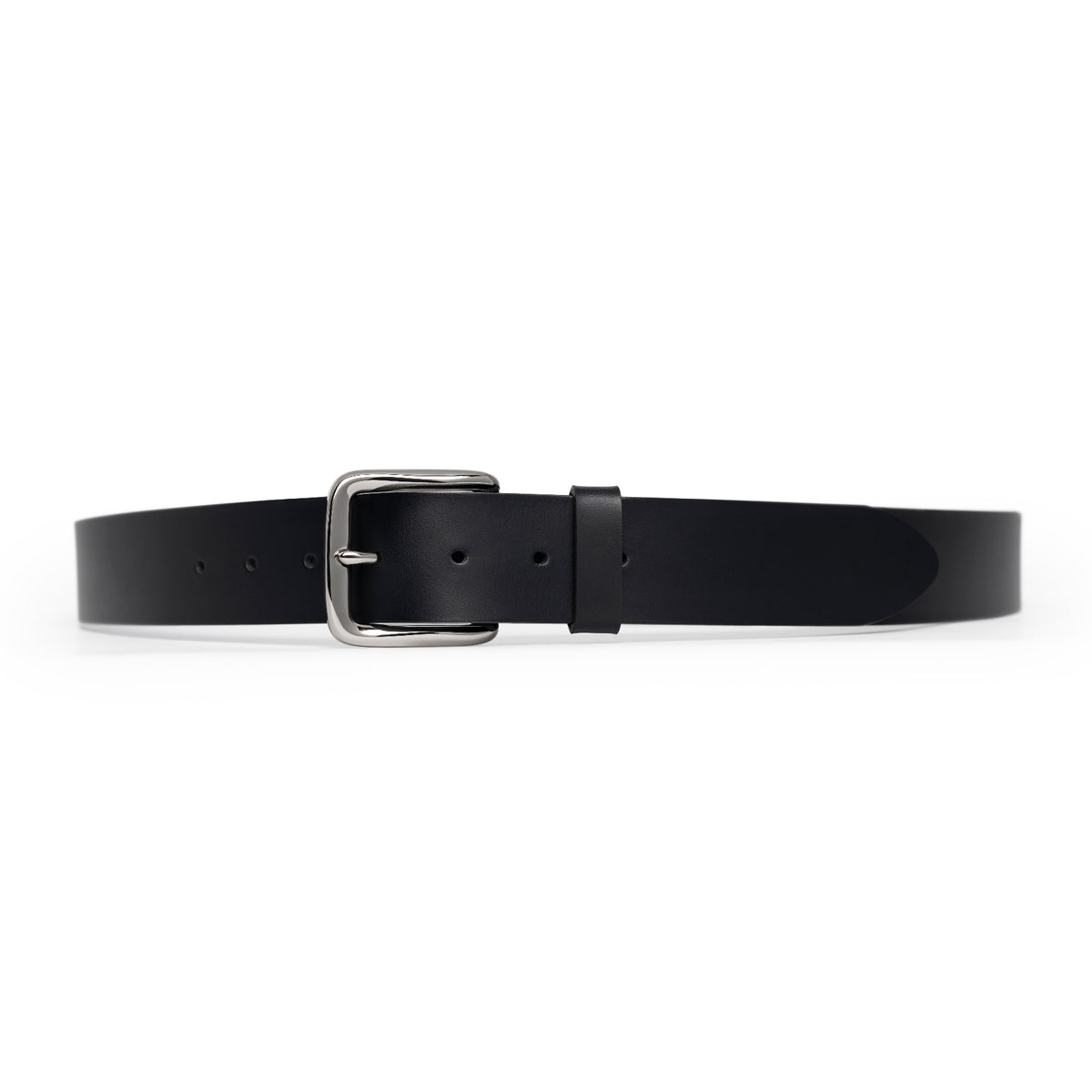 Black full-grain leather belt, silver buckle — CarveOn, made in Ireland#Color_Black