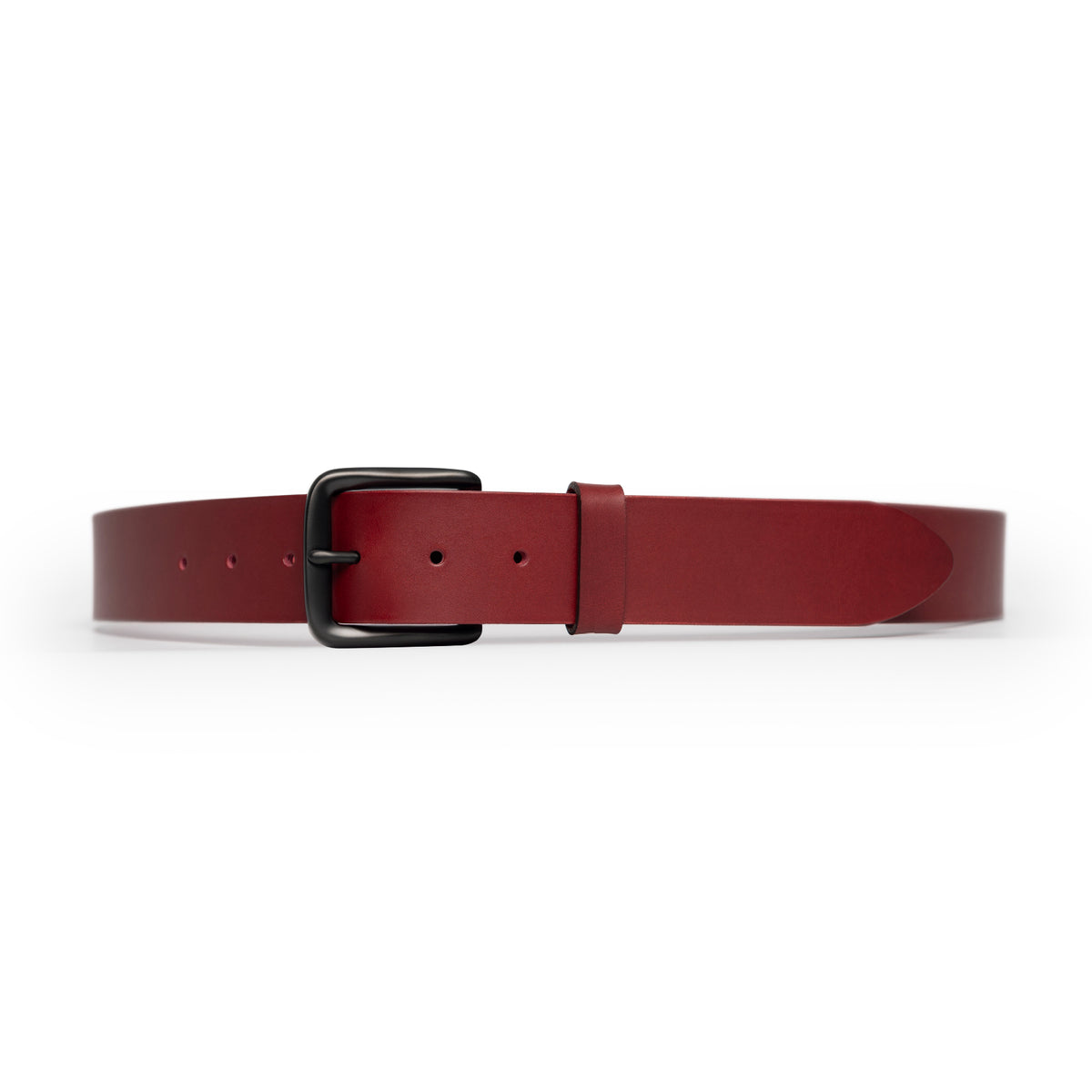 Burgundy full-grain leather belt, black buckle — CarveOn, made in Ireland#Color_Burgundy