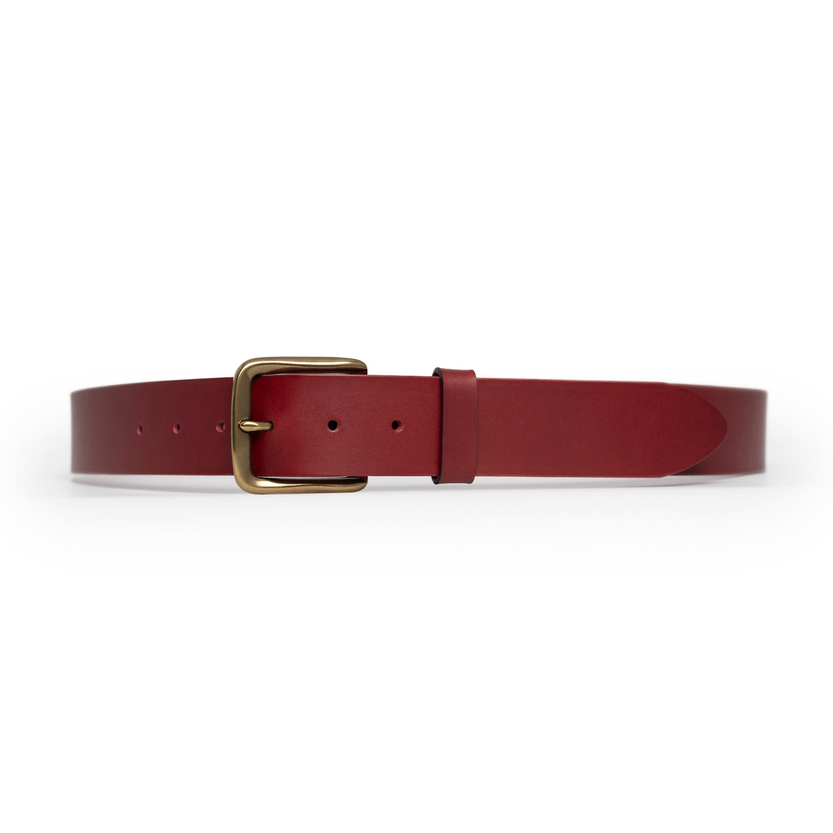 Burgundy full-grain leather belt, brass buckle — CarveOn, made in Ireland#Color_Burgundy