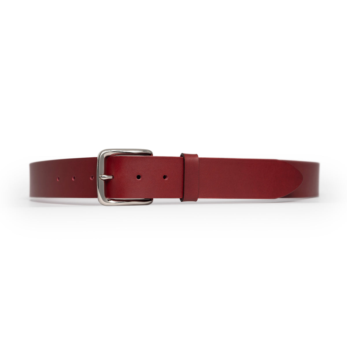 Burgundy full-grain leather belt, silver buckle — CarveOn, made in Ireland#Color_Burgundy