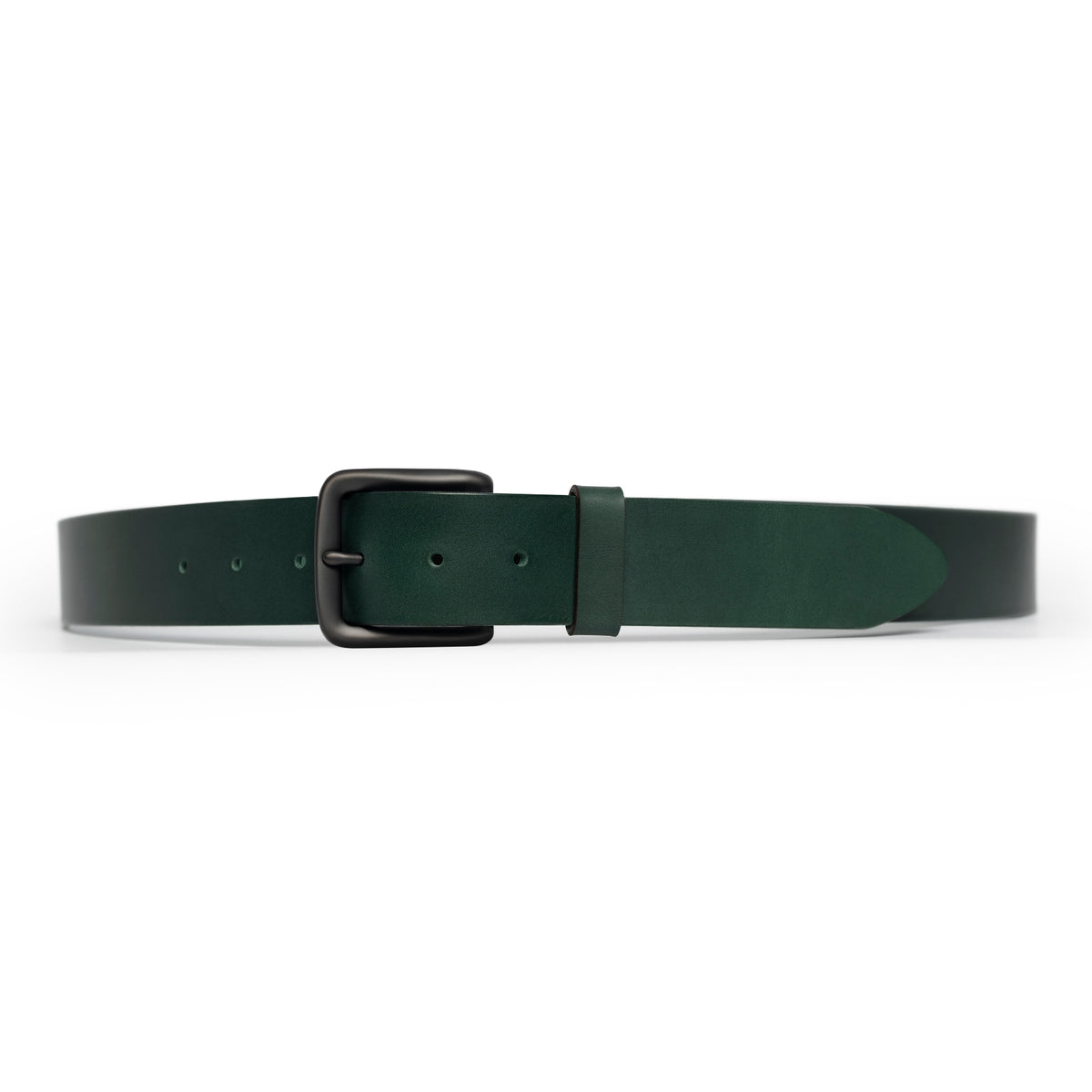 Green full-grain leather belt, black buckle — CarveOn, made in Ireland#Color_Green