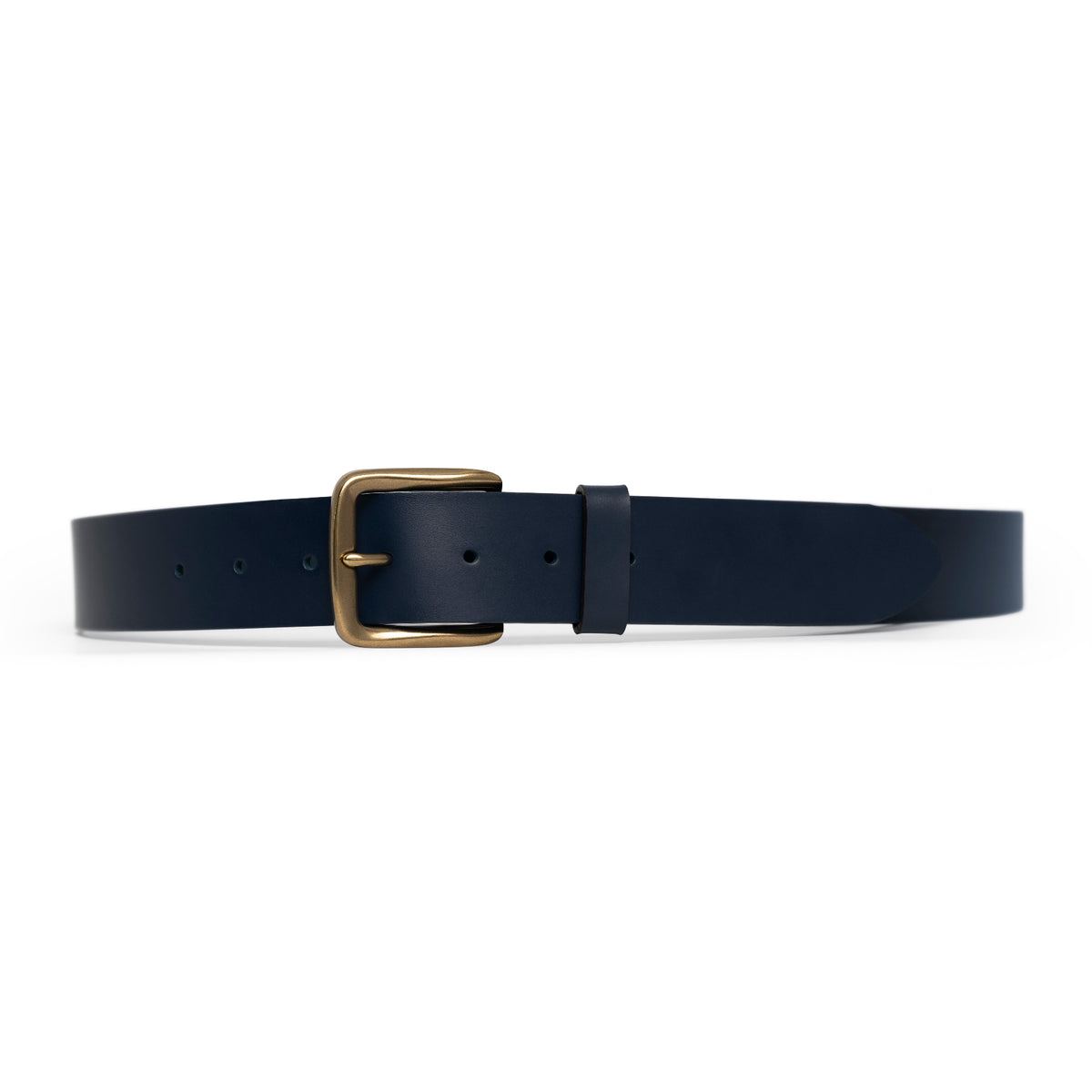 Navy full-grain leather belt, brass buckle — CarveOn, made in Ireland#Color_Navy