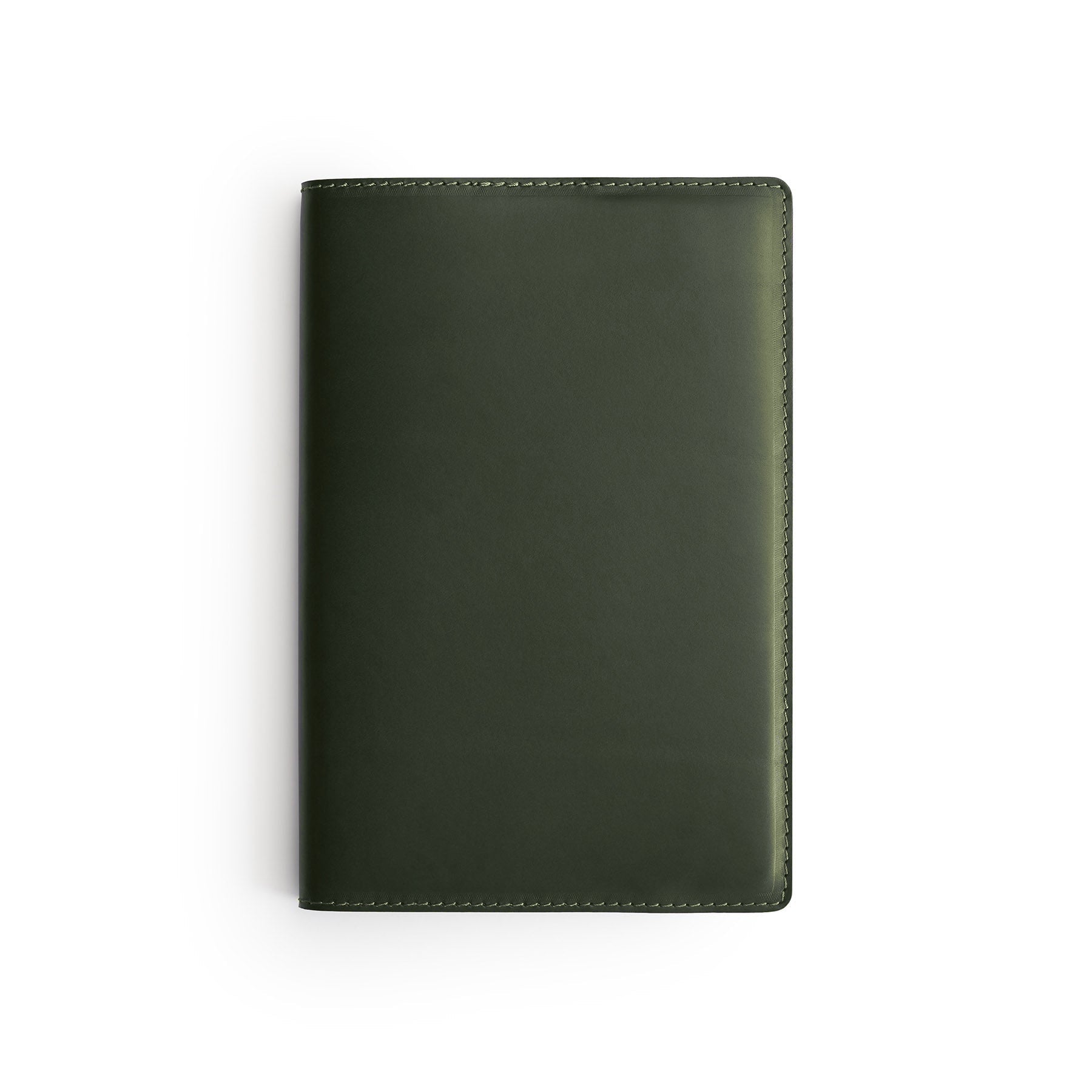 Green full-grain leather A5 notebook, flat lay — personalised — CarveOn, made in Ireland#Color_Green