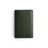 Green full-grain leather A6 notebook, flat lay — personalised — CarveOn, made in Ireland