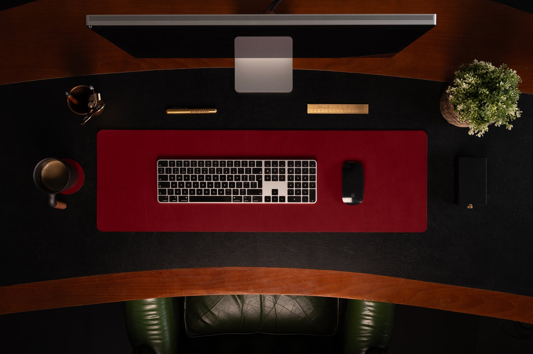 Burgundy full-grain leather desk pad — personalised — CarveOn, made in Ireland#Color_Burgundy