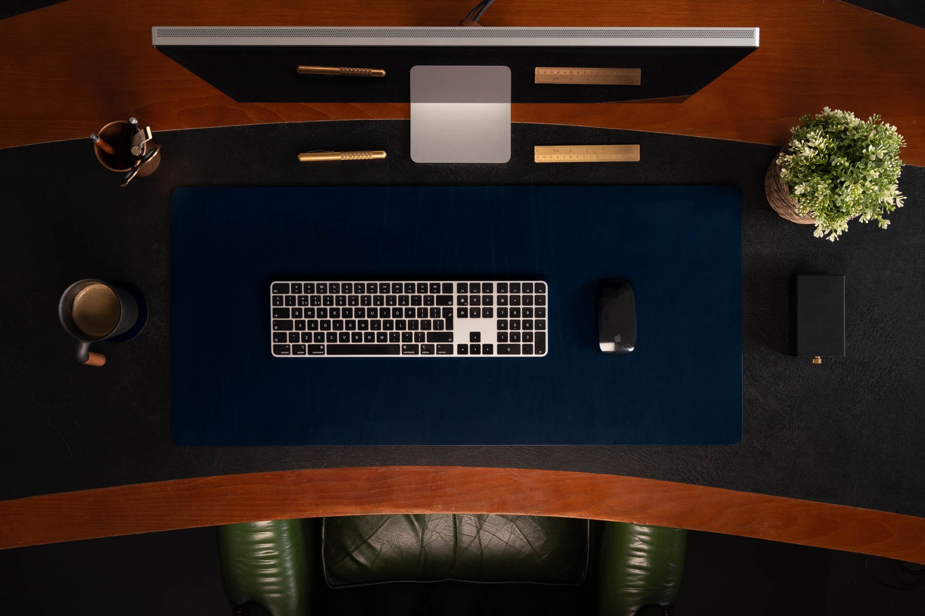 Navy full-grain leather desk pad — personalised — CarveOn, made in Ireland#Color_Navy