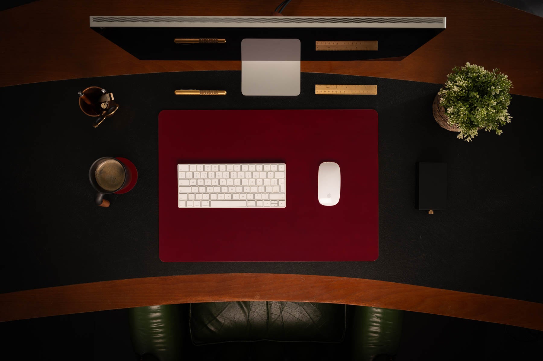 Burgundy full-grain leather desk pad — personalised — CarveOn, made in Ireland#Color_Burgundy