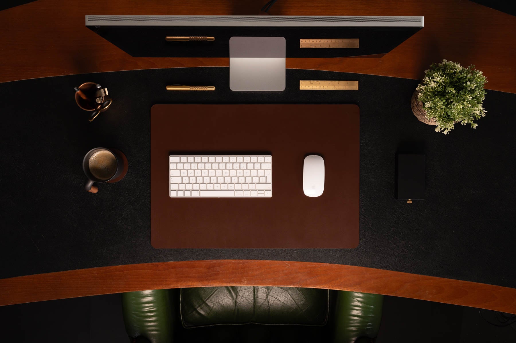 Dark Brown full-grain leather desk pad — personalised — CarveOn, made in Ireland#Color_Dark Brown