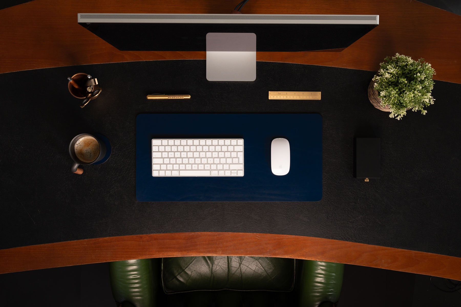 Navy full-grain leather desk pad — personalised — CarveOn, made in Ireland#Color_Navy