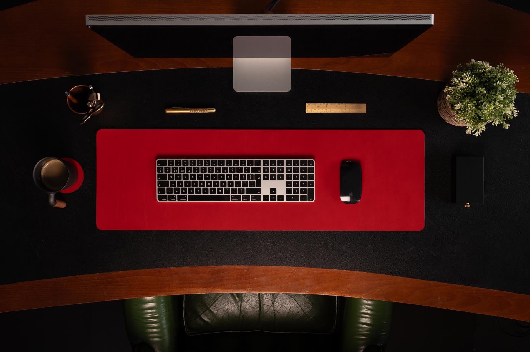 Red full-grain leather desk pad — personalised — CarveOn, made in Ireland#Color_Red
