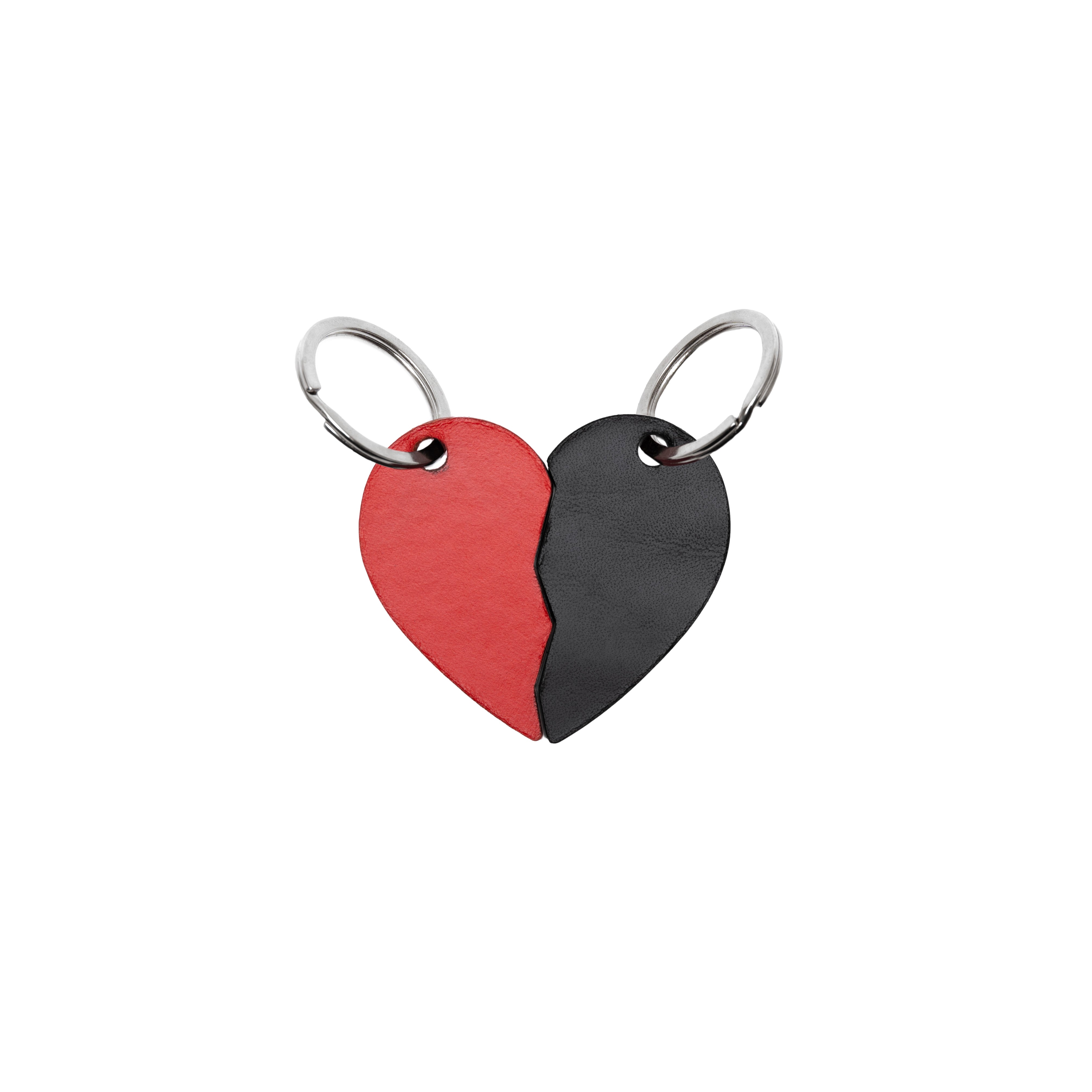 Red full-grain leather keyring — personalised gift — CarveOn, made in Ireland