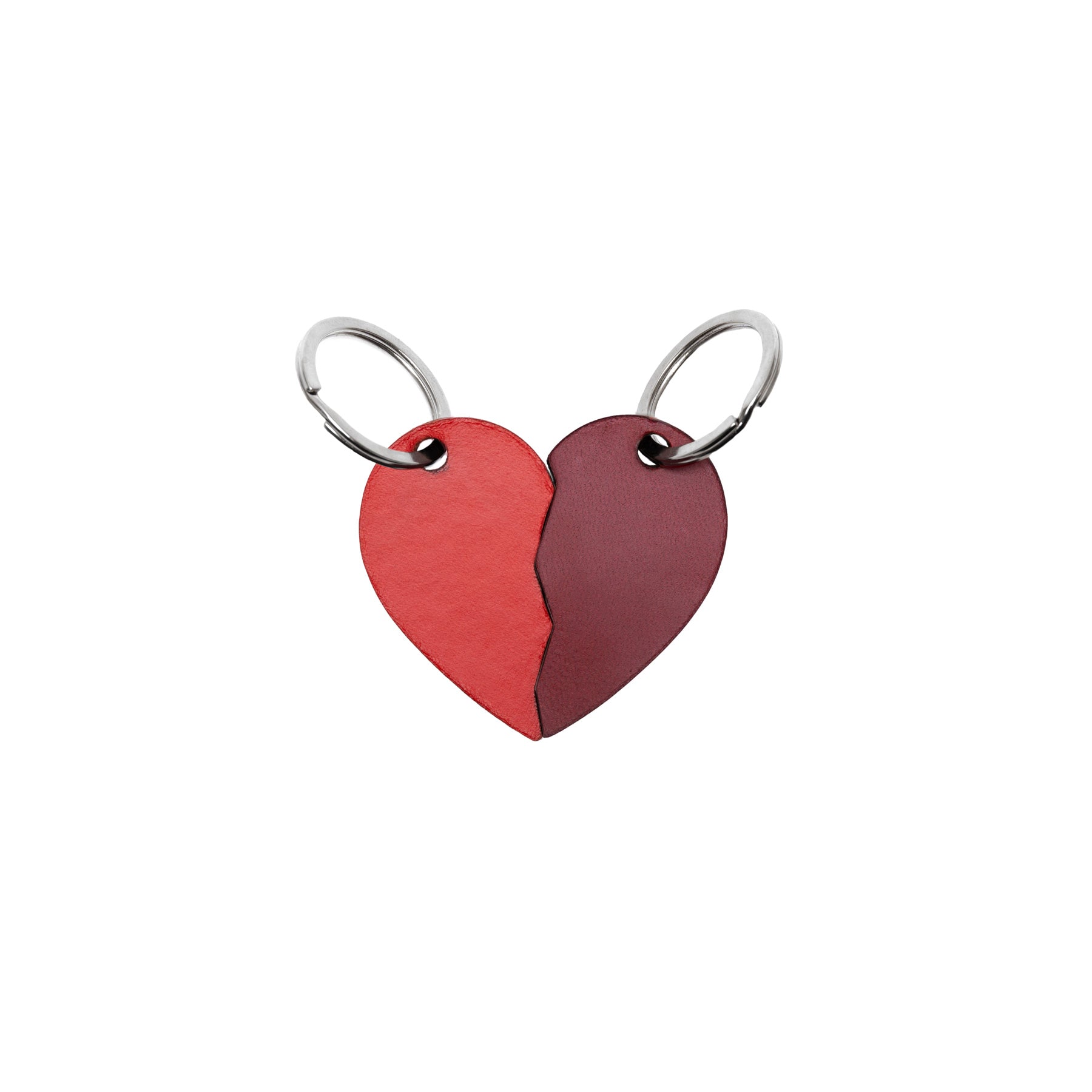 Red full-grain leather keyring — personalised gift — CarveOn, made in Ireland
