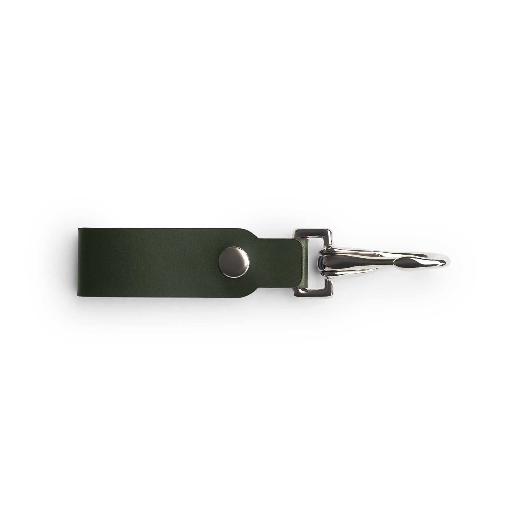 Green full-grain leather keyring, flat lay — personalised gift — CarveOn, made in Ireland#Color_Green