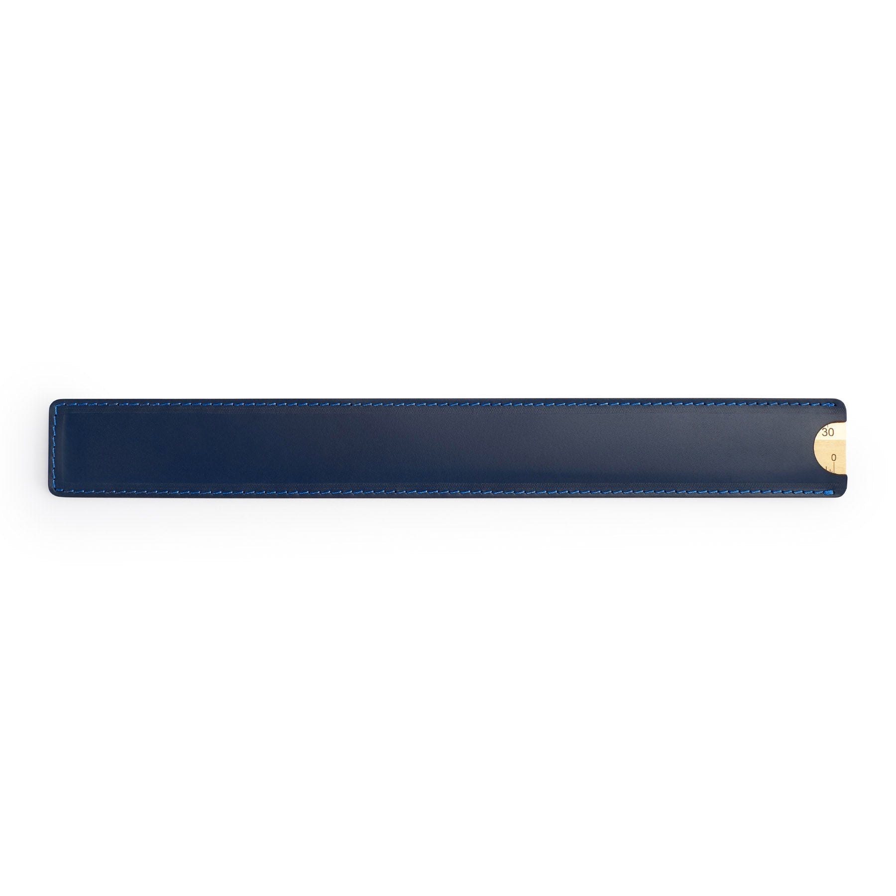 Green solid brass ruler with leather sheath, flat lay — desk gift — CarveOn, made in Ireland#Color_Green