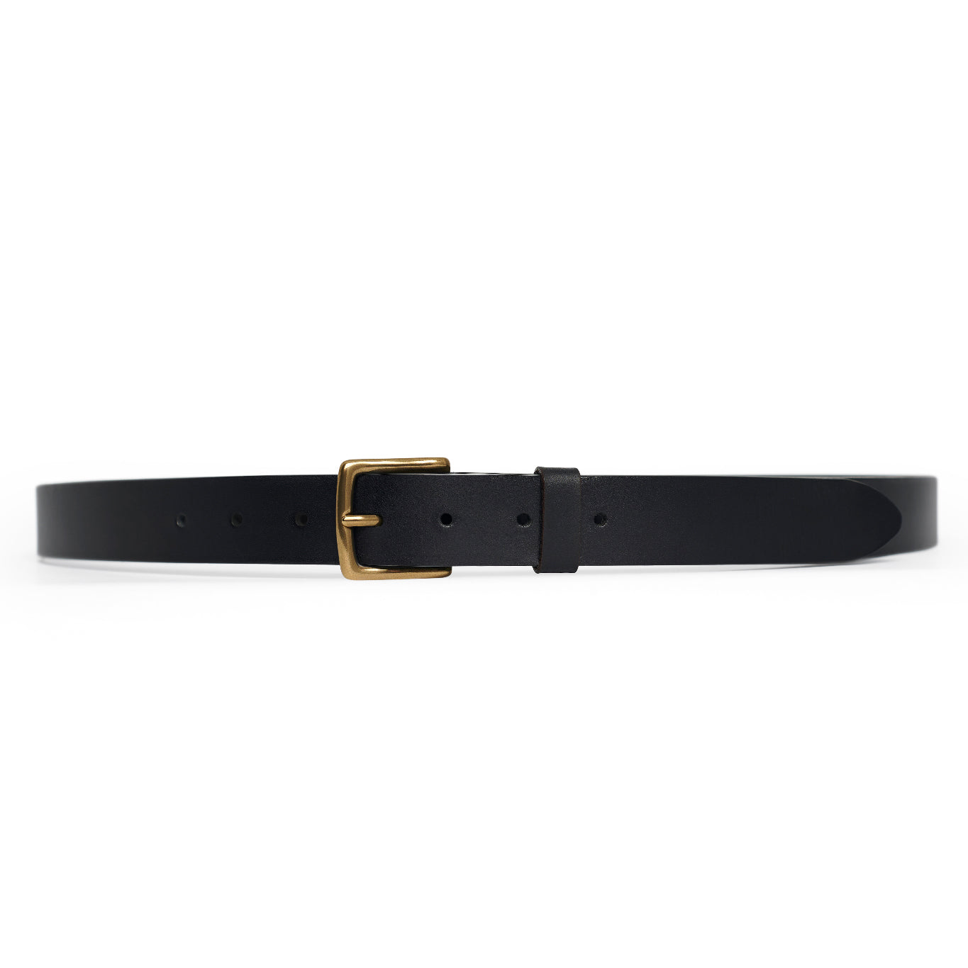 Black full-grain leather belt, brass buckle — CarveOn, made in Ireland#Color_Black