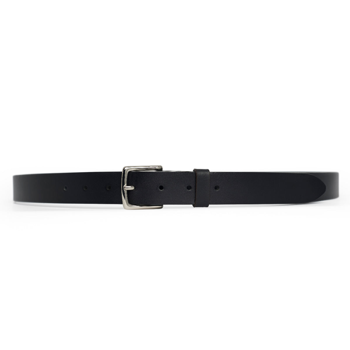 Black full-grain leather belt, silver buckle — CarveOn, made in Ireland#Color_Black