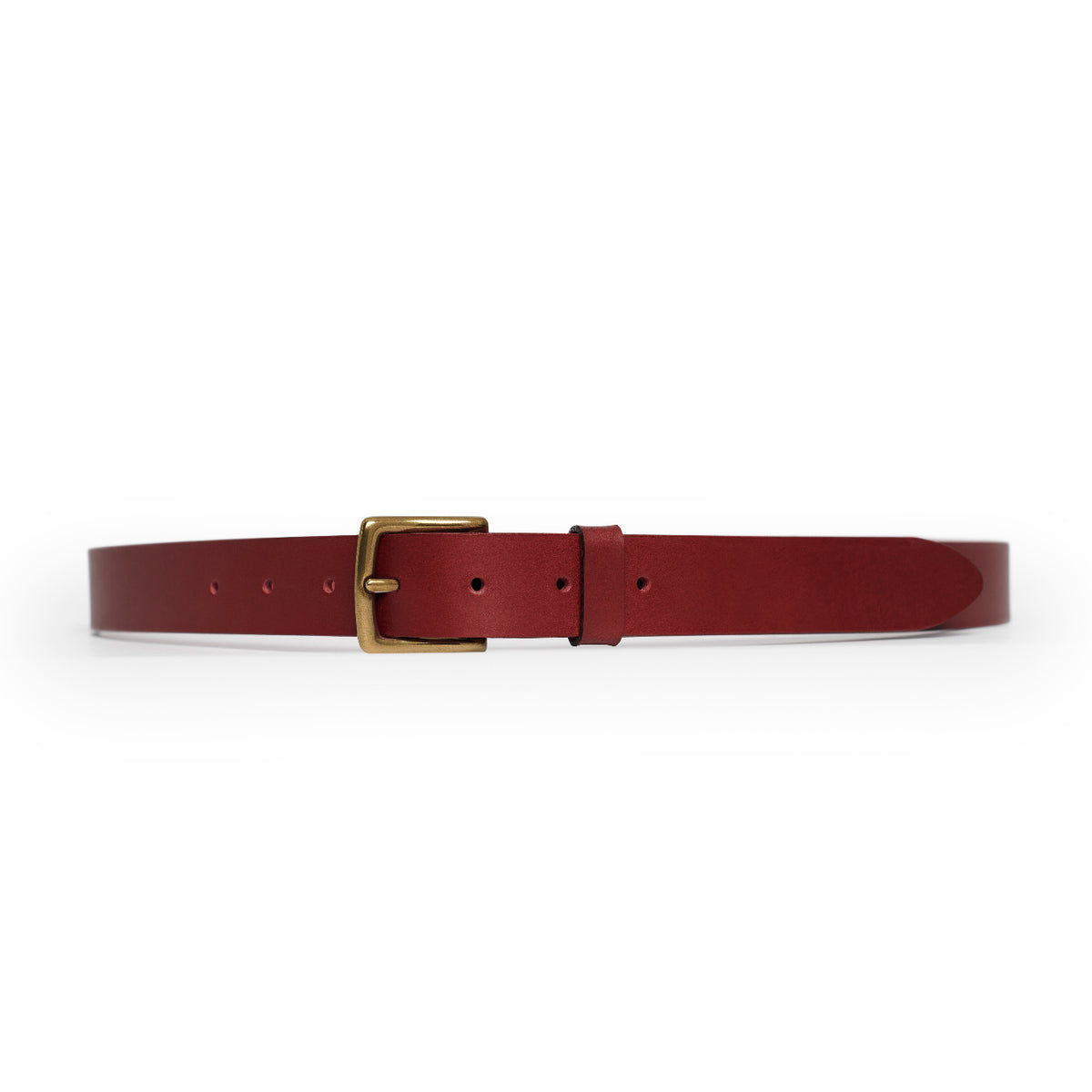 Burgundy full-grain leather belt, brass buckle — CarveOn, made in Ireland#Color_Burgundy