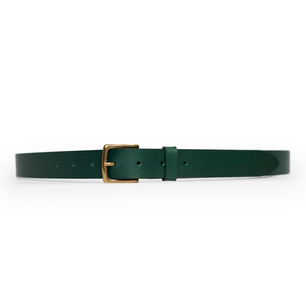 Green full-grain leather belt, brass buckle — CarveOn, made in Ireland#Color_Green