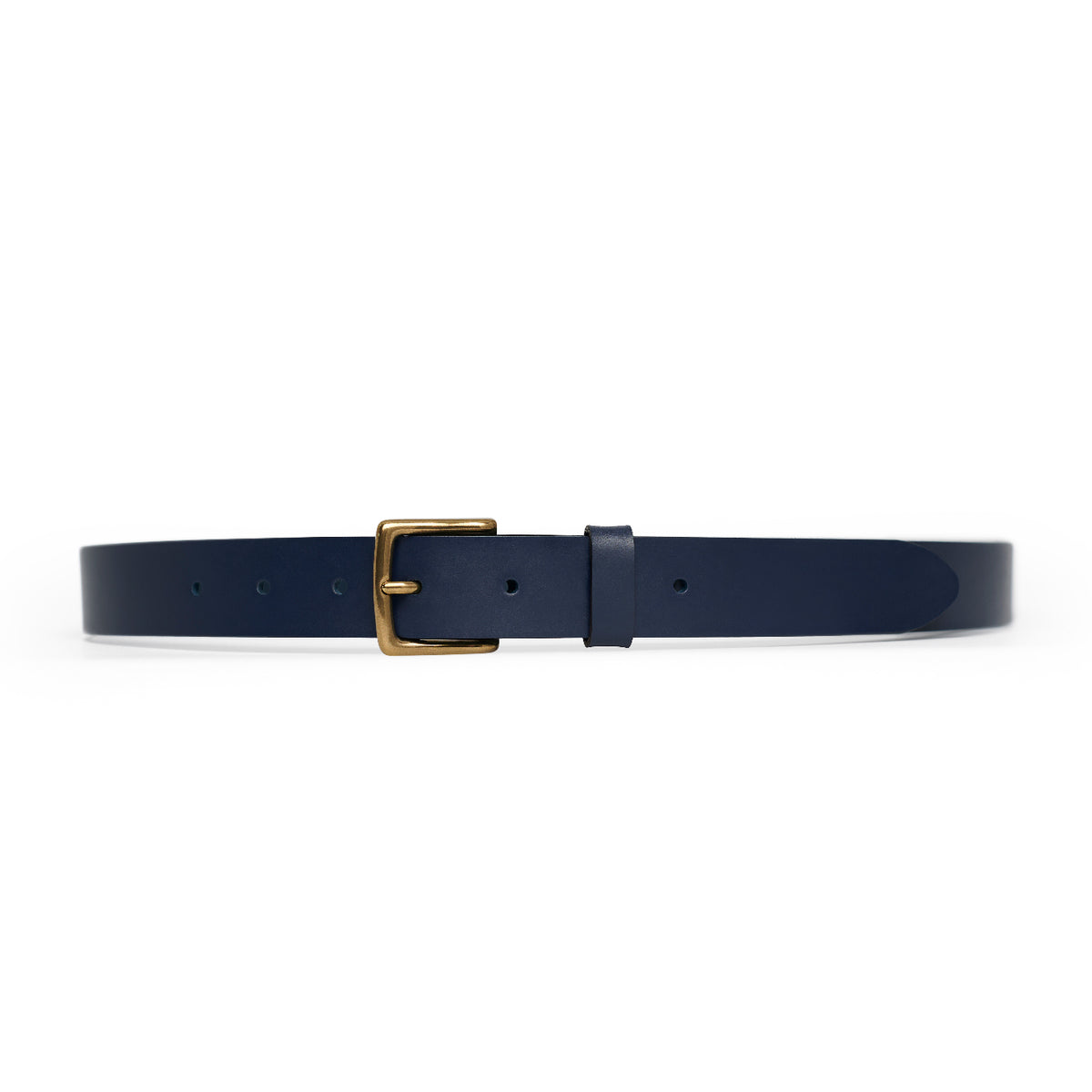 Navy full-grain leather belt, brass buckle — CarveOn, made in Ireland#Color_Navy
