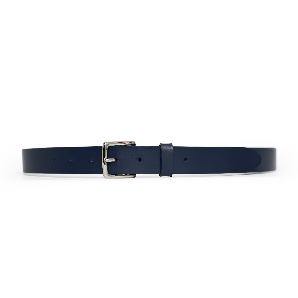 Navy full-grain leather belt, silver buckle — CarveOn, made in Ireland#Color_Navy