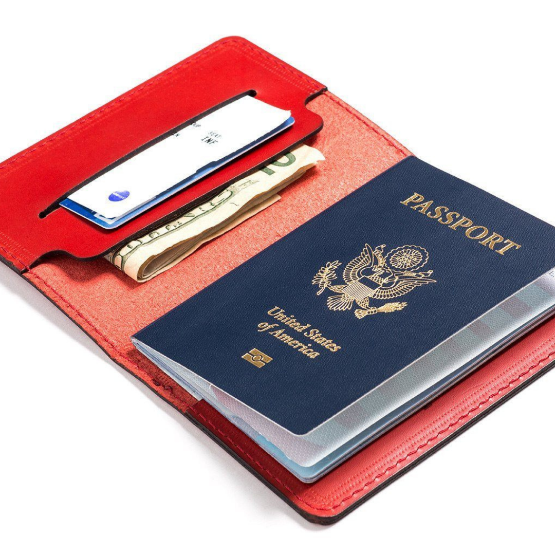 Full-grain leather passport holder — personalised travel gift — CarveOn, made in Ireland
