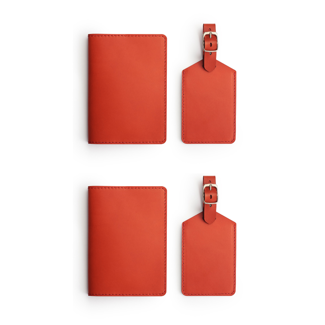 Red leather travel gift set — personalised — CarveOn, made in Ireland#Color_Red