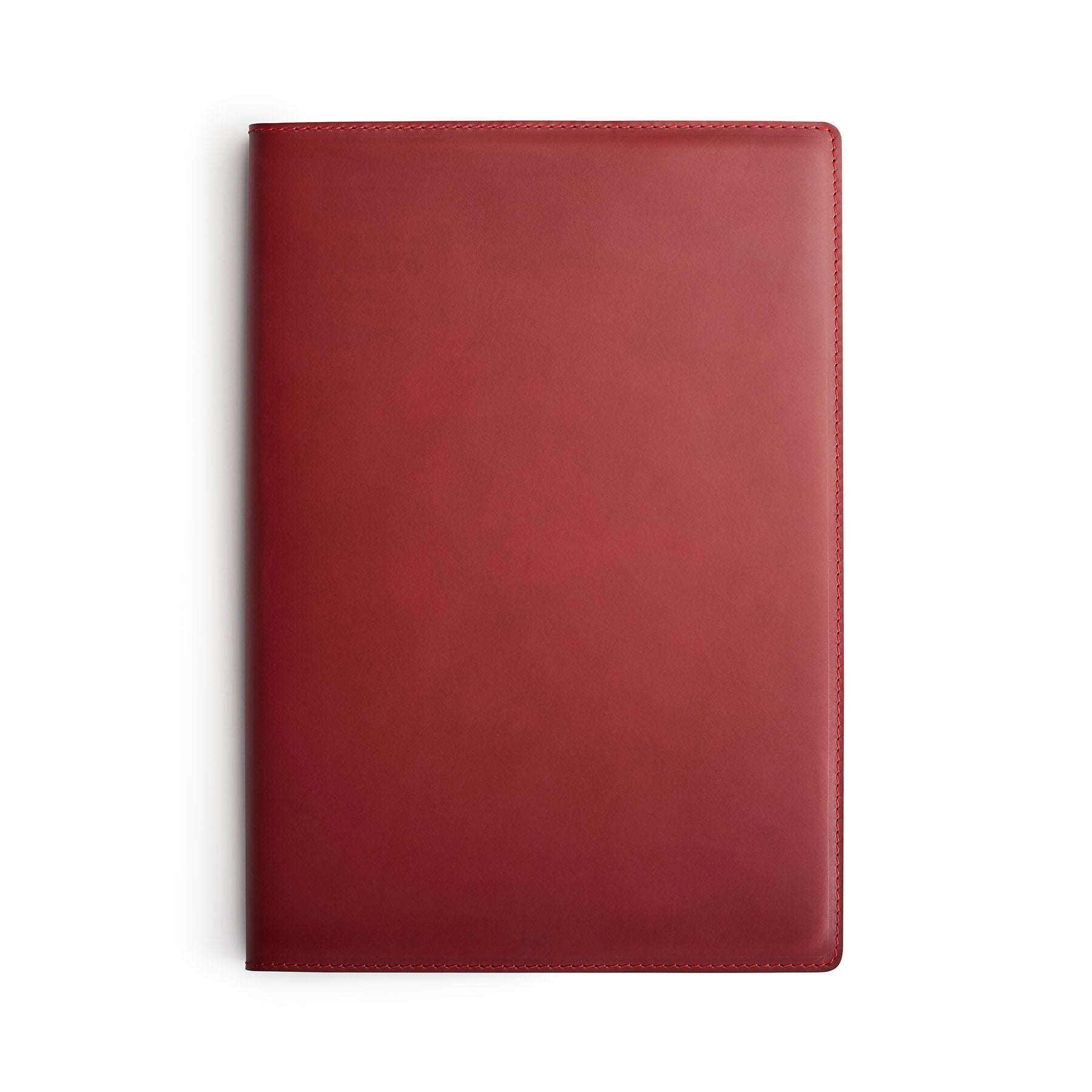 Burgundy full-grain leather A4 notebook, flat lay — personalised — CarveOn, made in Ireland#Color_Burgundy