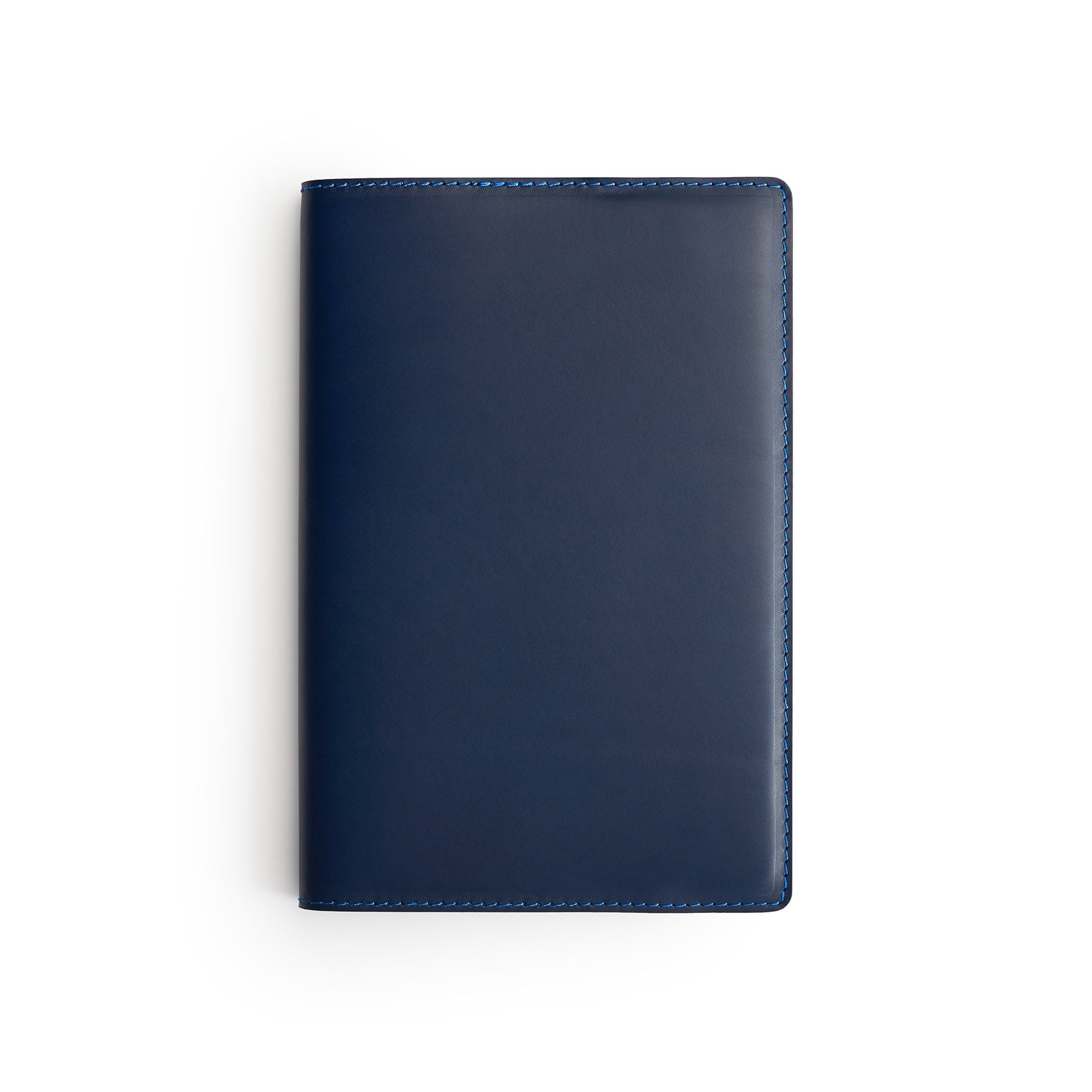 Navy full-grain leather A5 notebook, flat lay — personalised — CarveOn, made in Ireland#Color_Navy