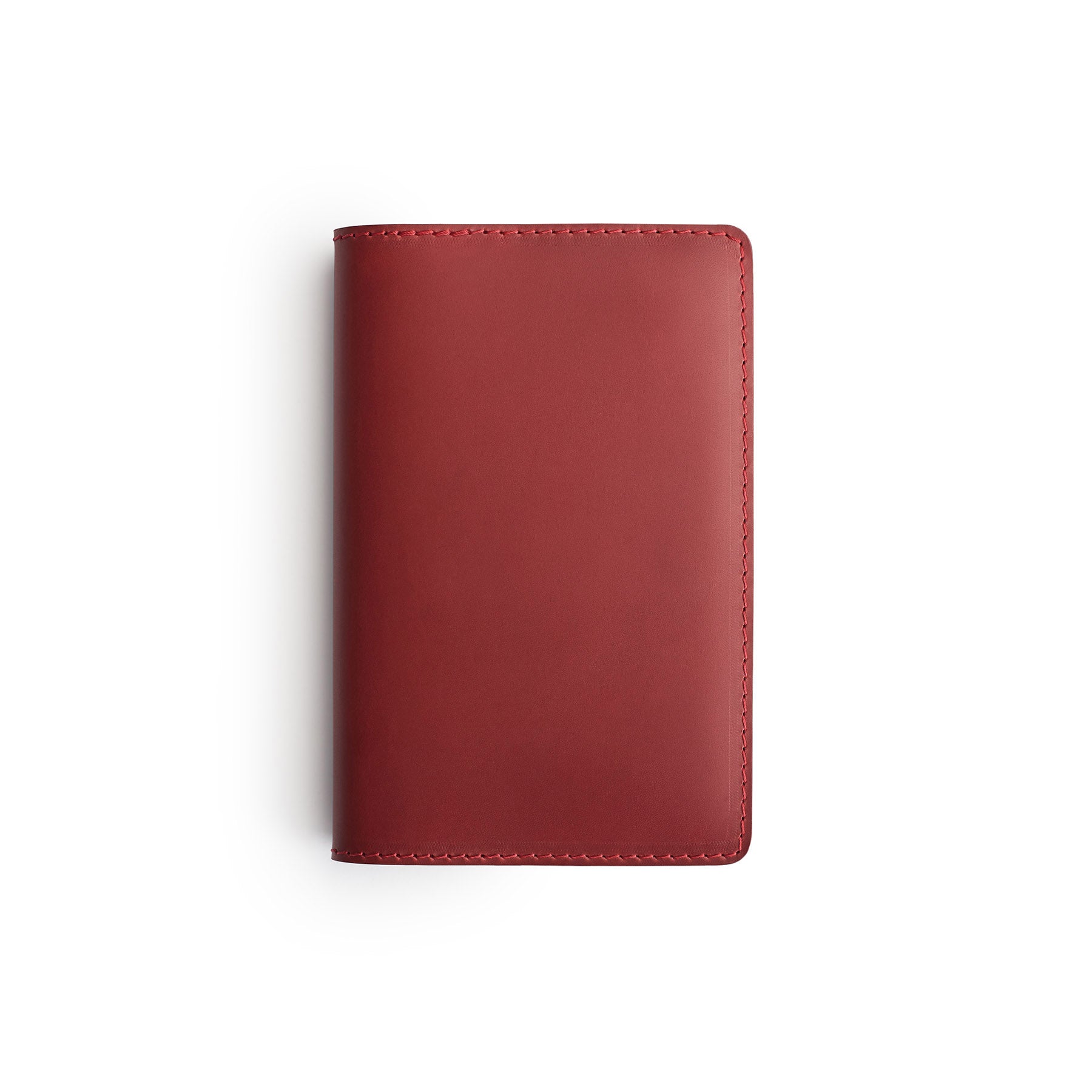 Burgundy full-grain leather A6 notebook, flat lay — personalised — CarveOn, made in Ireland#Color_Burgundy