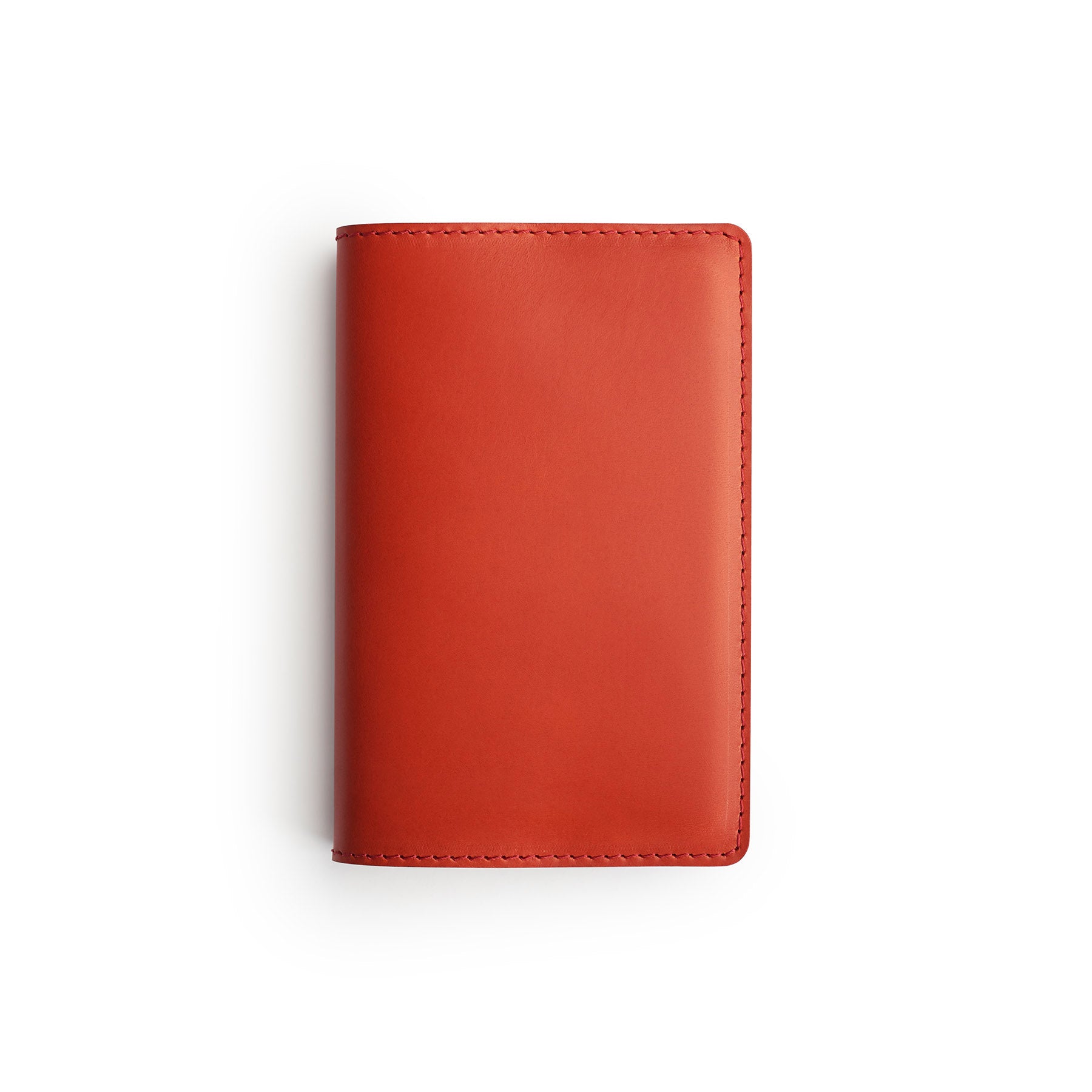 Red full-grain leather A6 notebook, flat lay — personalised — CarveOn, made in Ireland#Color_Red
