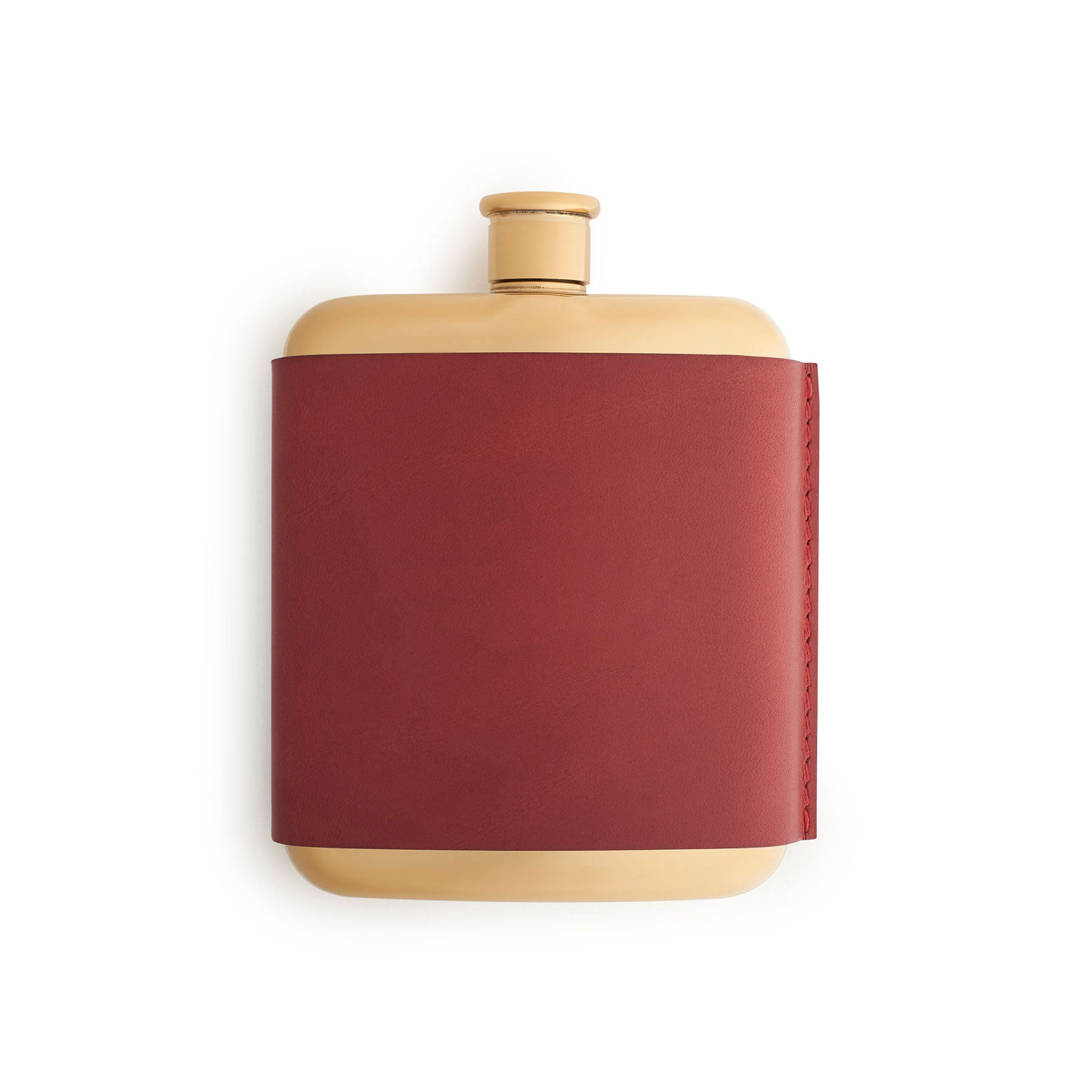 Burgundy leather-bound hip flask, flat lay — personalised gift — CarveOn, made in Ireland#Color_Burgundy