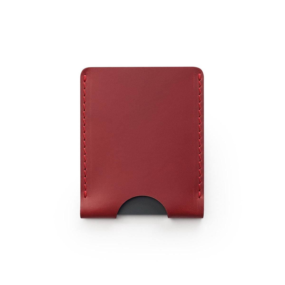Burgundy full-grain leather card holder, flat lay — personalised — CarveOn, made in Ireland#Color_Burgundy