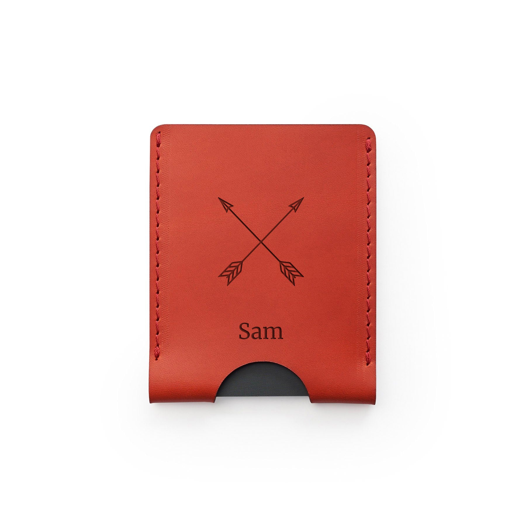 Red full-grain leather card holder — personalised — CarveOn, made in Ireland#Color_Hidden