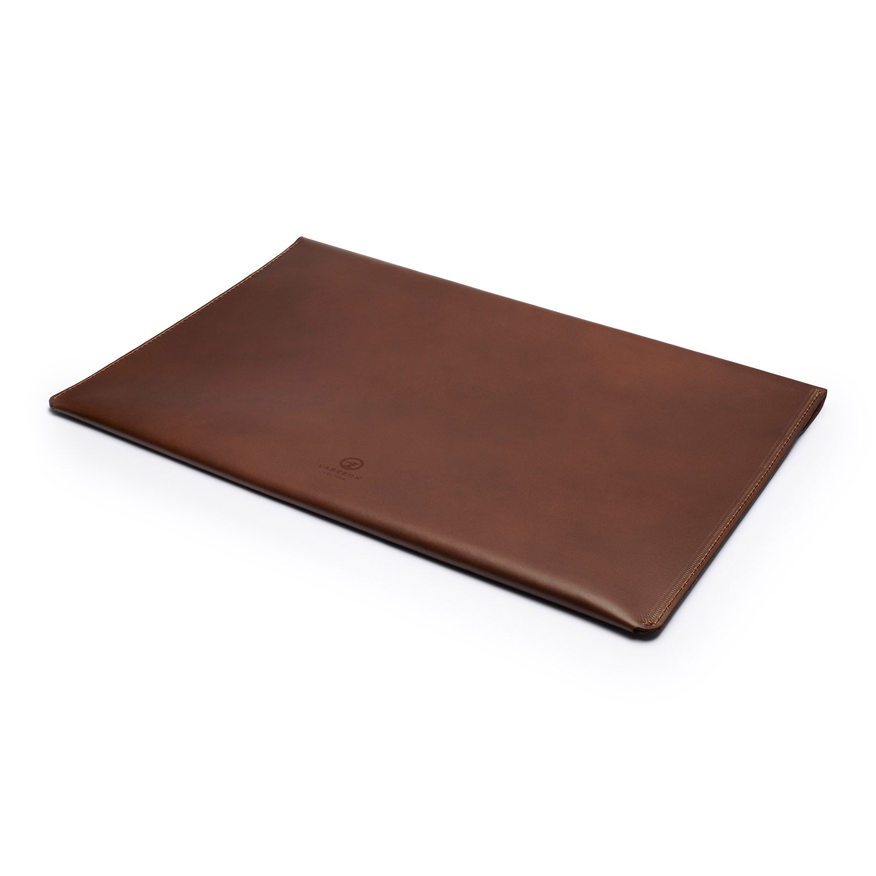 Dark Brown full-grain leather document folio, flat lay, angled view — personalised — CarveOn, made in Ireland#Color_Dark Brown