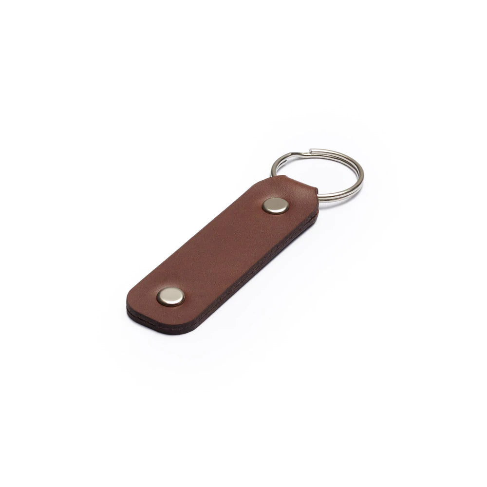 Dark Brown full-grain leather keyring, flat lay, angled view — personalised gift — CarveOn, made in Ireland#Color_Dark Brown
