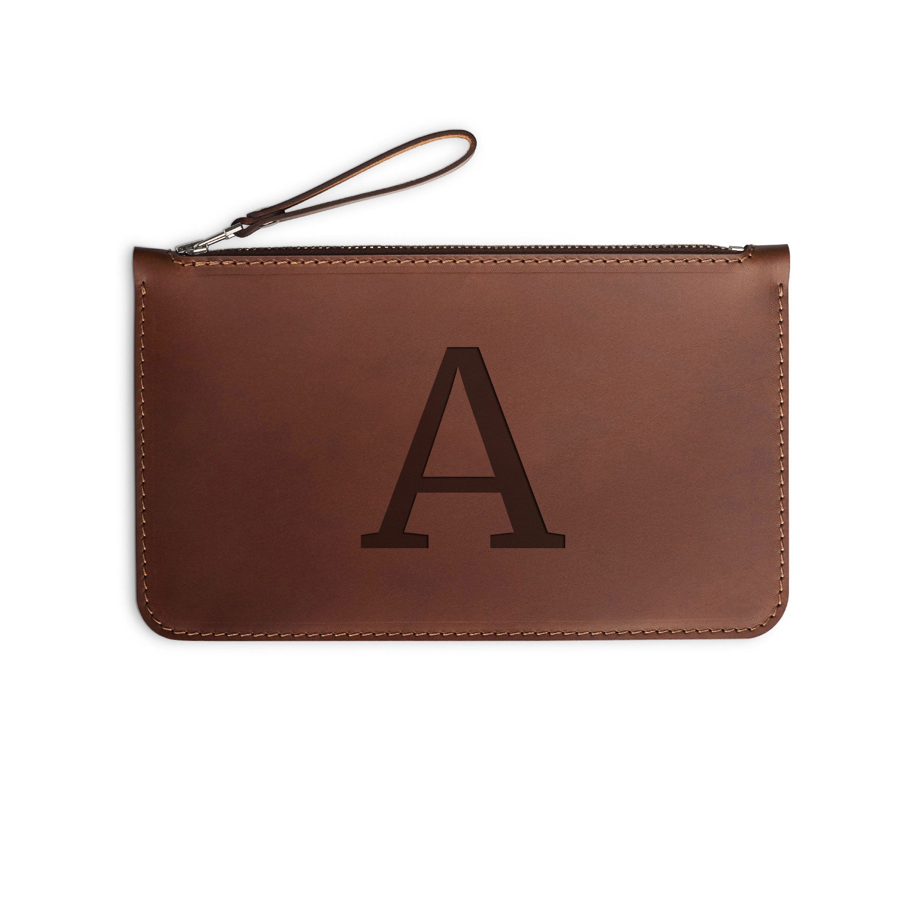 Full-grain leather zip pouch — personalised — CarveOn, made in Ireland#Color_Hidden