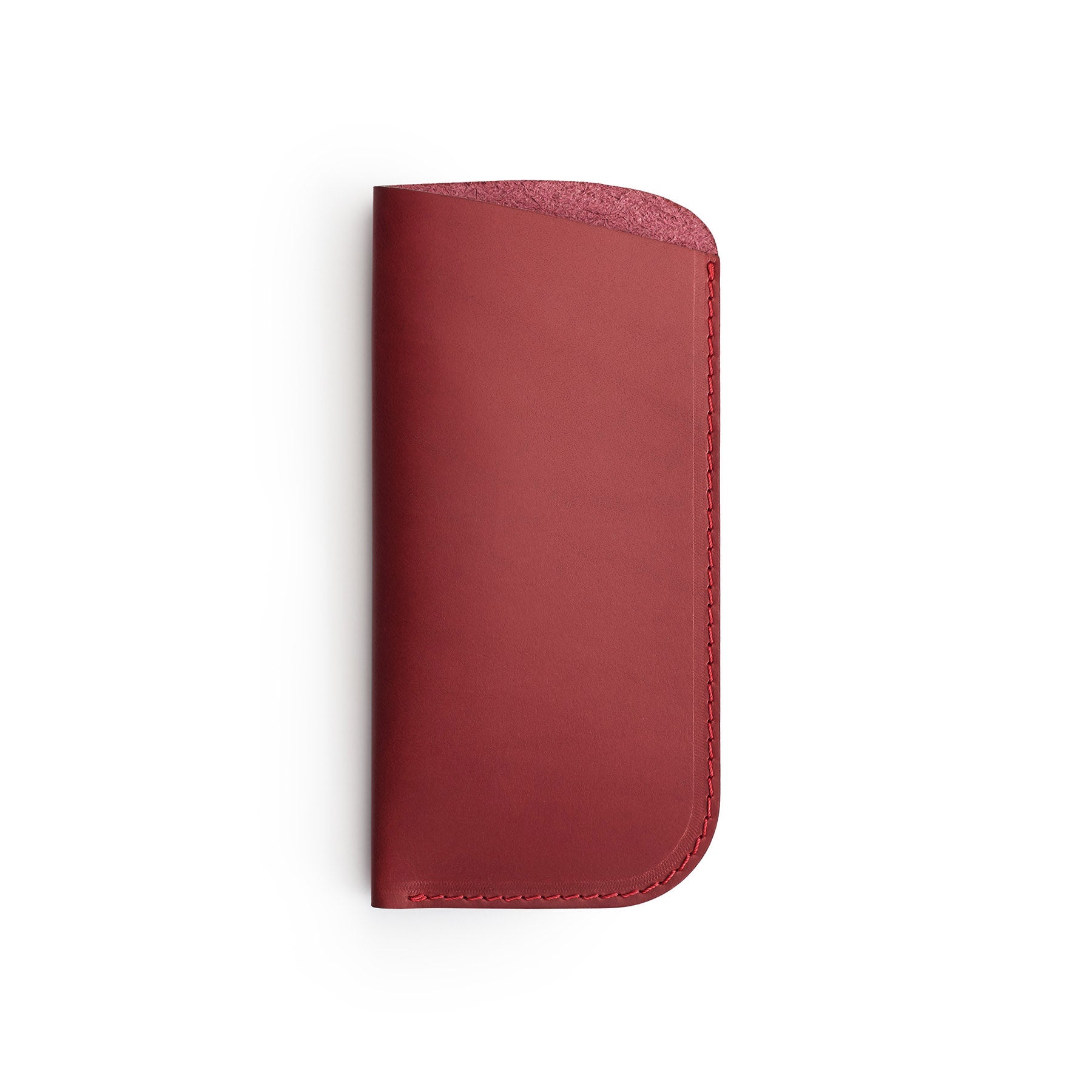Burgundy full-grain leather glasses case, flat lay — personalised — CarveOn, made in Ireland#Color_Burgundy