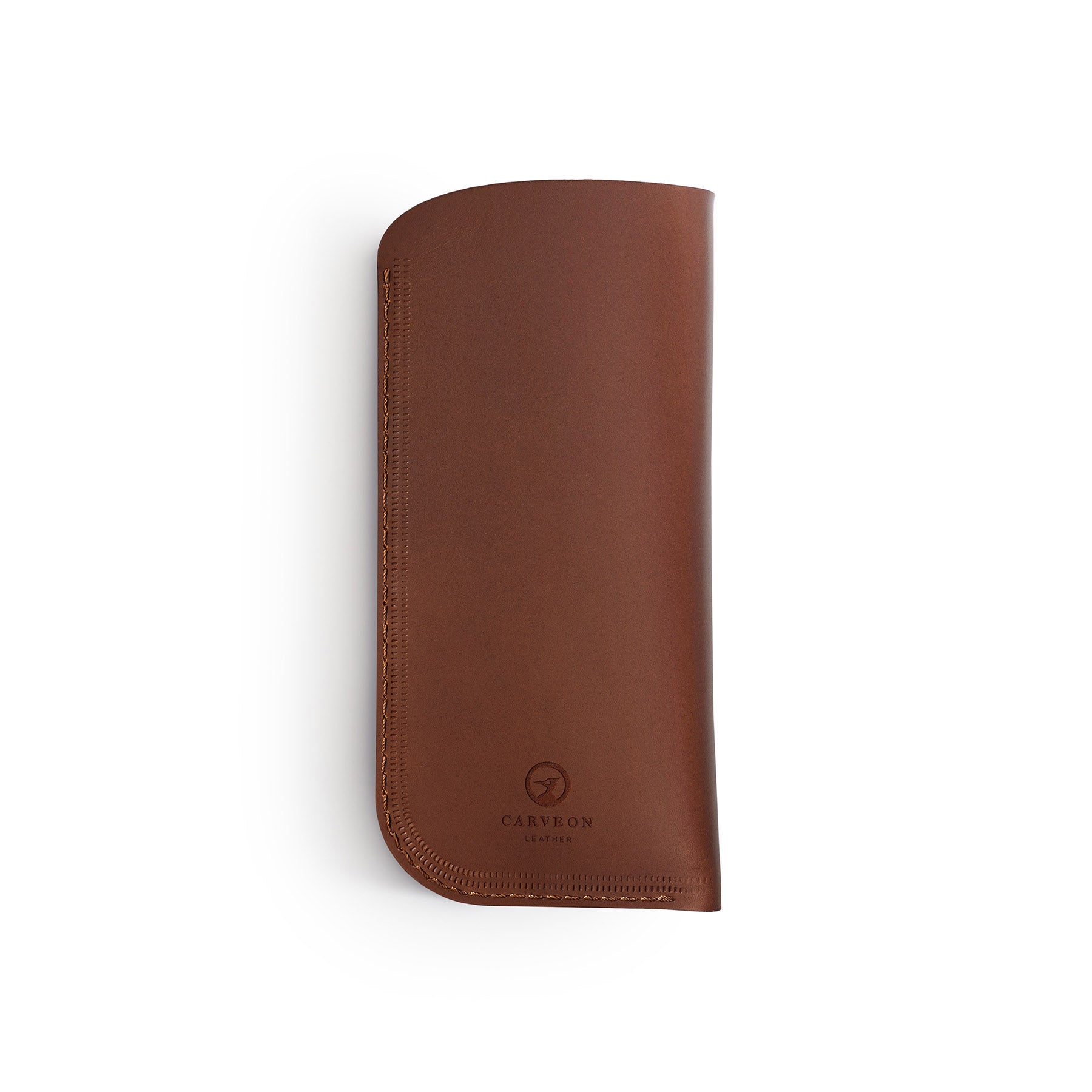 Dark Brown full-grain leather glasses case, flat lay — personalised — CarveOn, made in Ireland#Color_Dark Brown