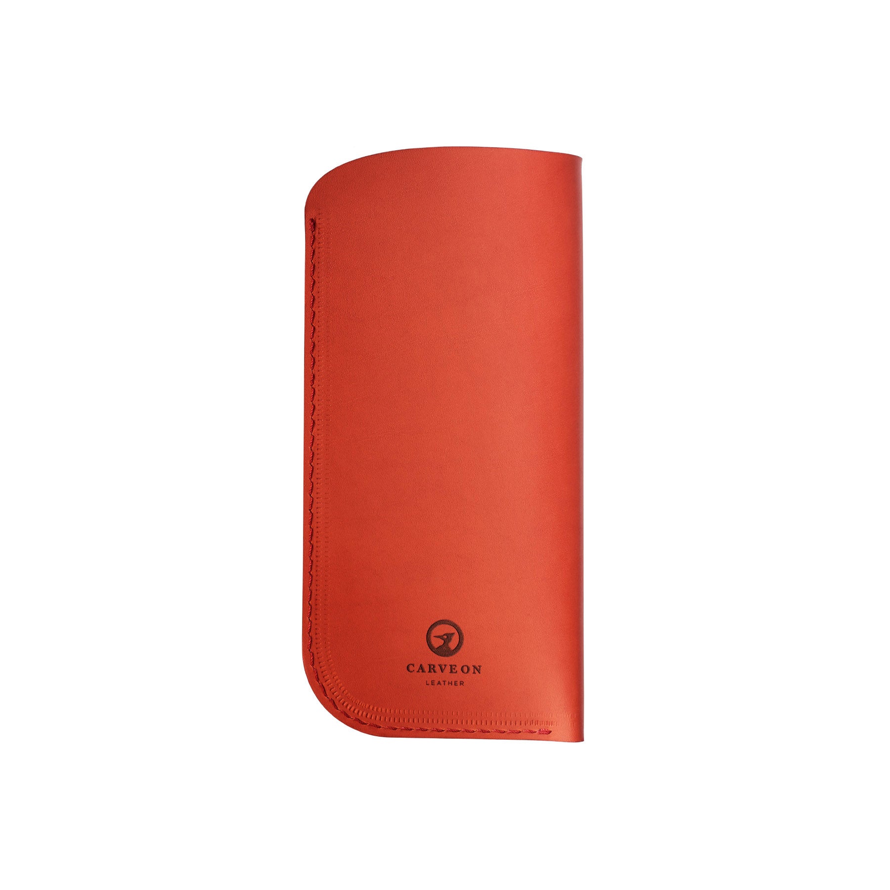 Red full-grain leather glasses case, flat lay — personalised — CarveOn, made in Ireland#Color_Red